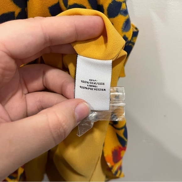 Tanya Taylor Adrienne Kimono Floral Silk Top Blouse in Marigold Cold Shoulder 2 - Picture 10 of 14